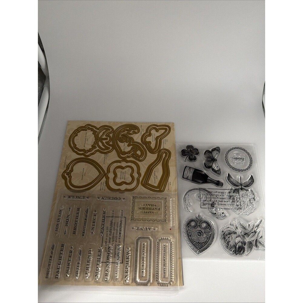 Anna Griffin Treasury Stamp and die set clover, hydrangea butterfly heart bottle